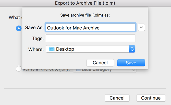 can a windows outlook mail backup be used on outlook for mac
